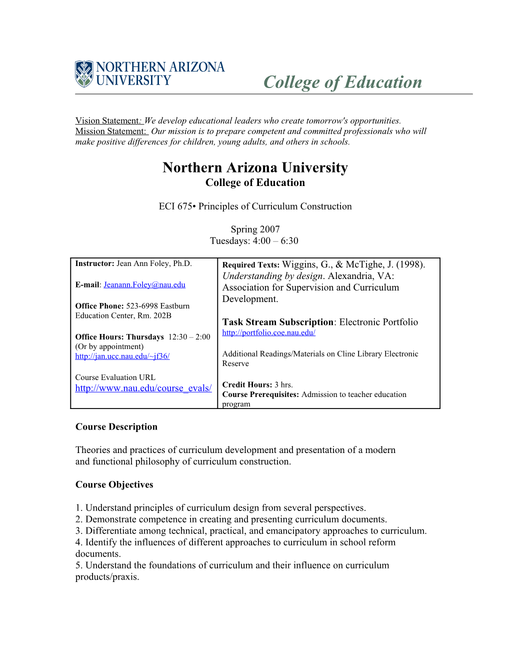 Northern Arizonauniversity College of Education