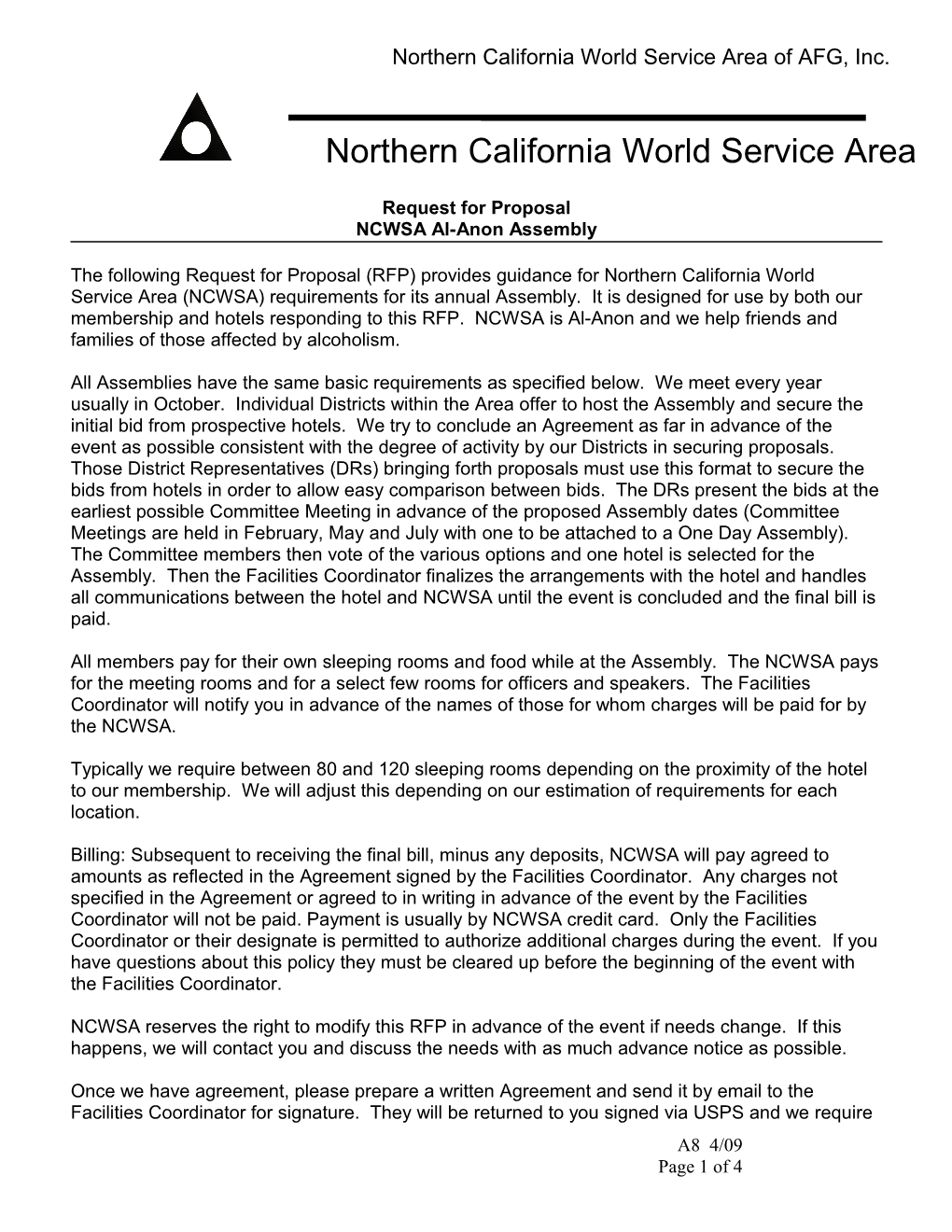 Northern California World Service Area of AFG, Inc