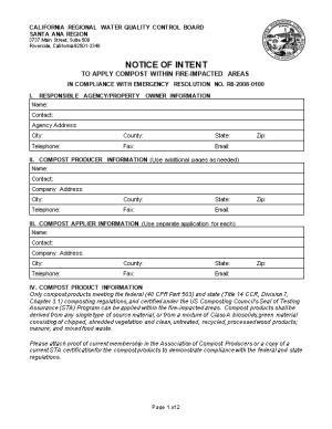 Notice of Intent to Comply with Emergency Resolution R8-2008-0100