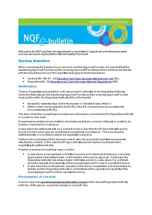 NQF E-Bulletin - Service Transfers