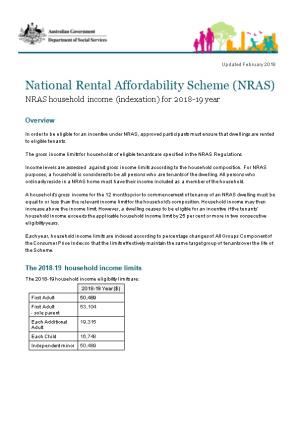 NRAS Household Income (Indexation) for 2018-19 Year