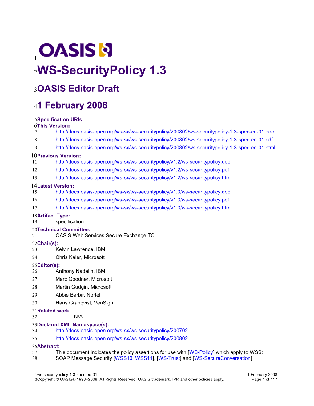 OASIS Editor Draft