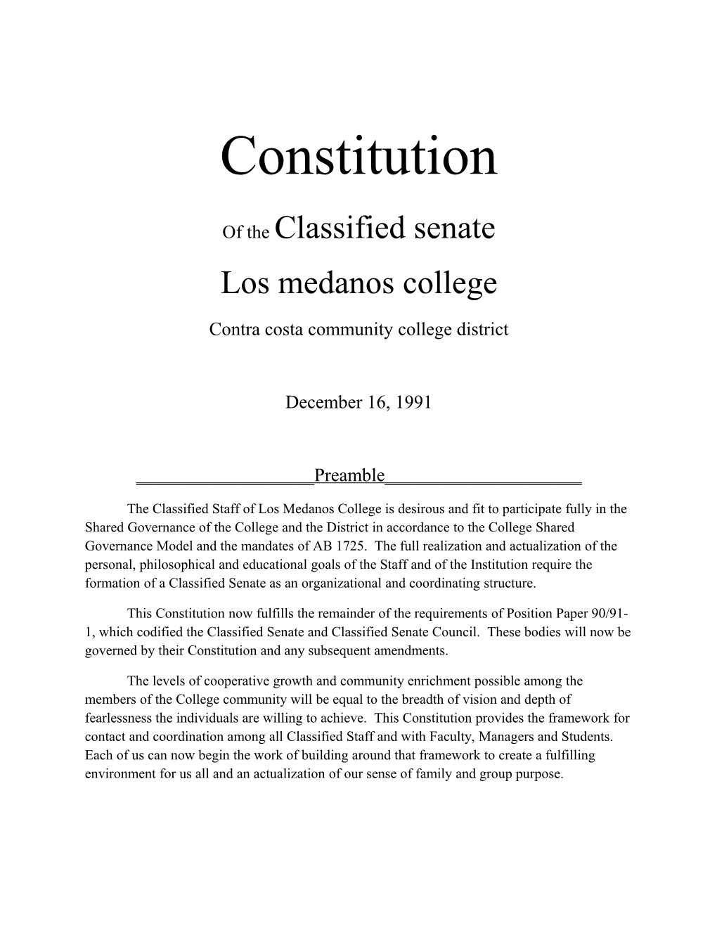 Of the Classified Senate