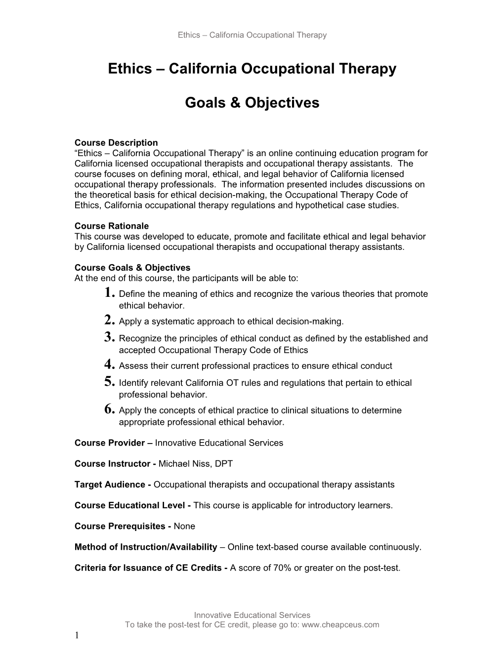 Ohio Occupational Therapy Ethics