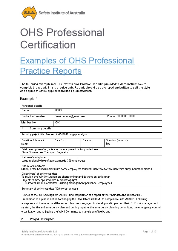 OHS Professional Certification