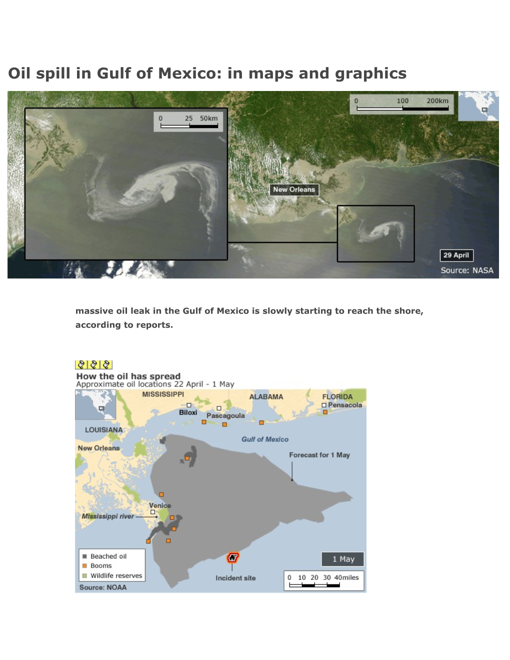 Oil Spill in Gulf of Mexico: in Maps and Graphics