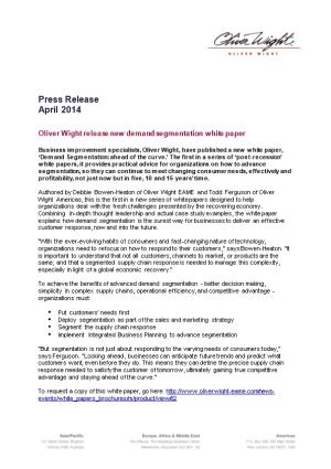Oliver Wight Release New Demand Segmentation White Paper