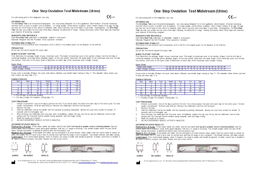 One Stepovulation Test Midstream (Urine)