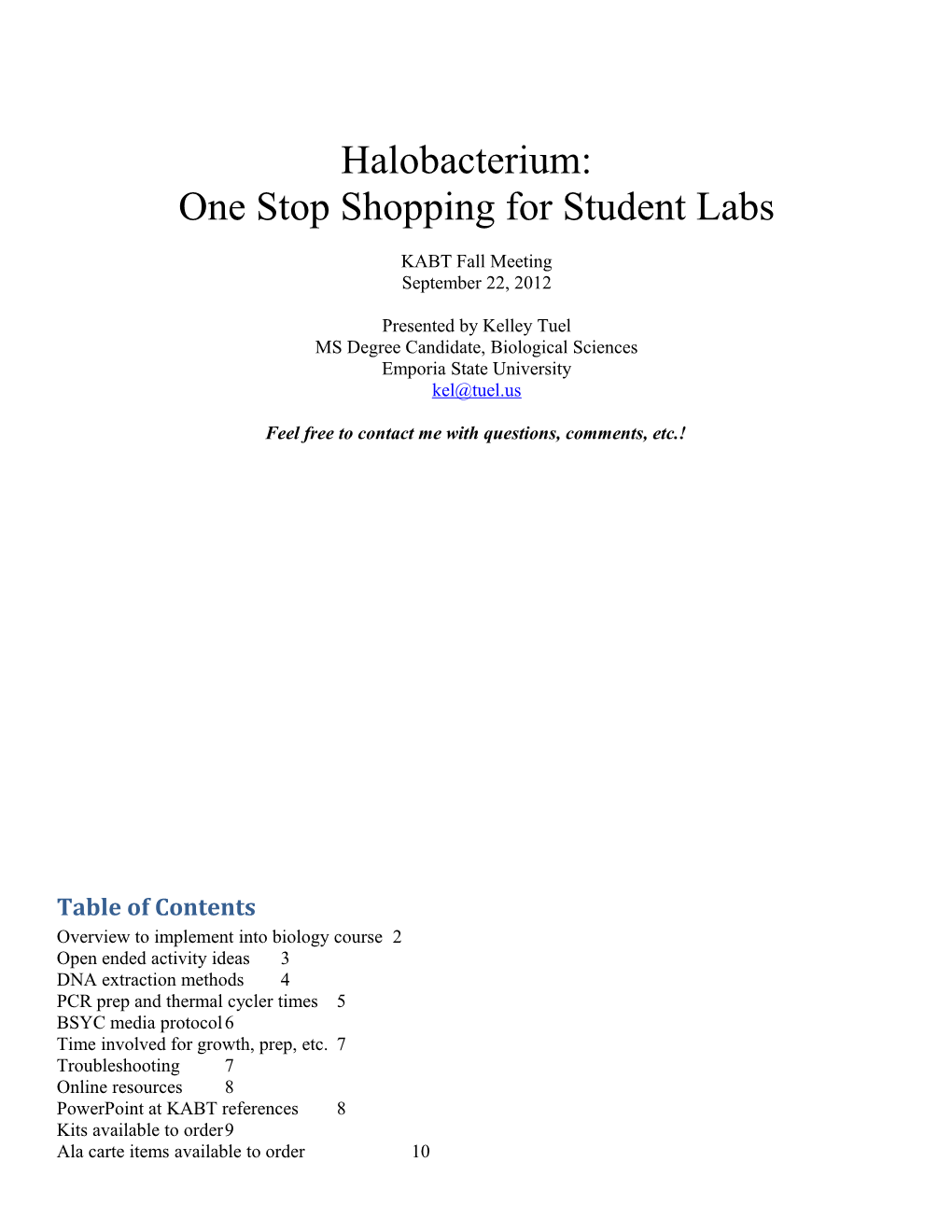 One Stop Shopping for Student Labs