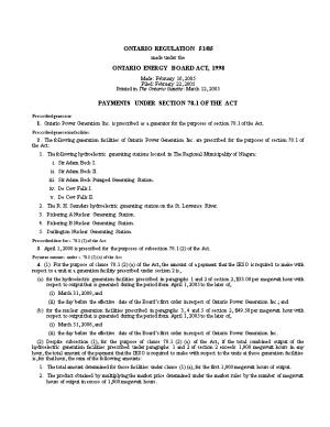 ONTARIO ENERGY BOARD ACT, 1998 - O. Reg. 53/05