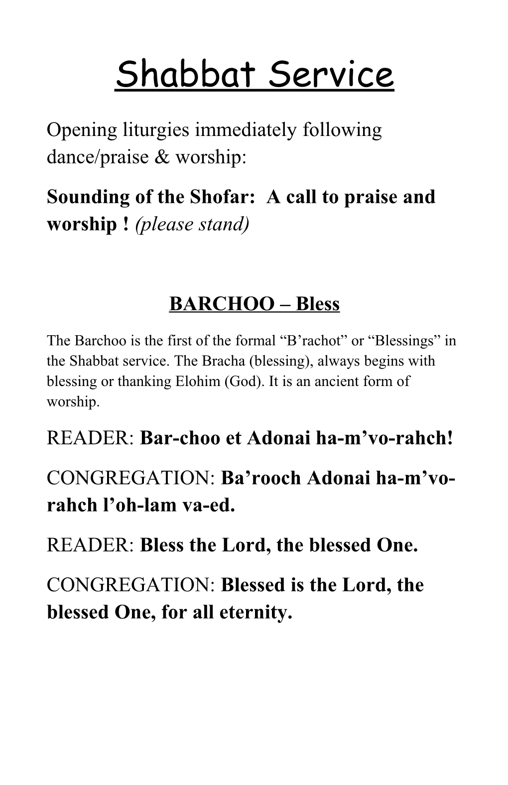 Opening Liturgies Immediately Following Dance/Praise & Worship
