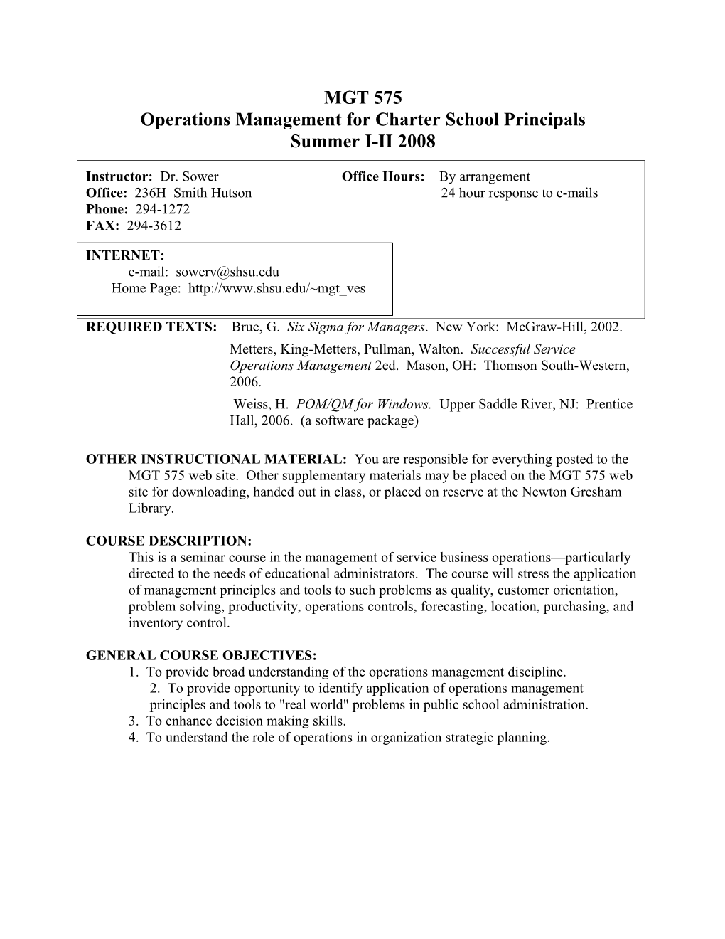 Operations Management for Charterschoolprincipals