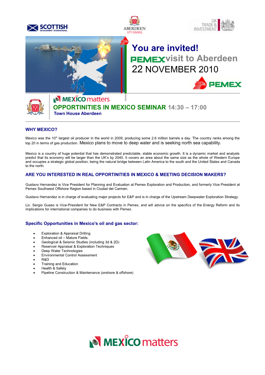 Opportinities in Mexico Seminar14:30 17:00