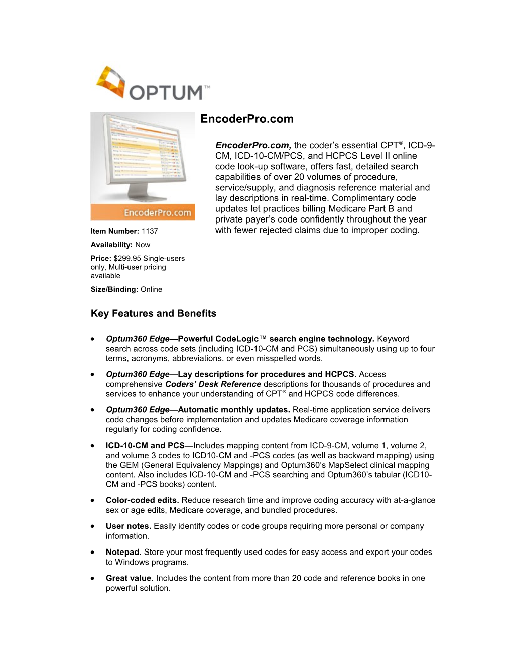 Optum360 Edge Powerful Codelogic Search Engine Technology. Keyword Search Across Code