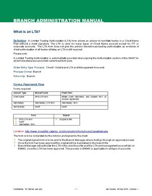 Order Entry Type Process: Client > Details and LTA and Management Accounts