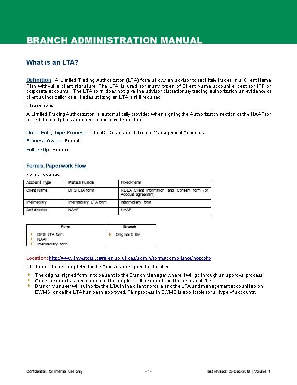 Order Entry Type Process: Client > Details and LTA and Management Accounts