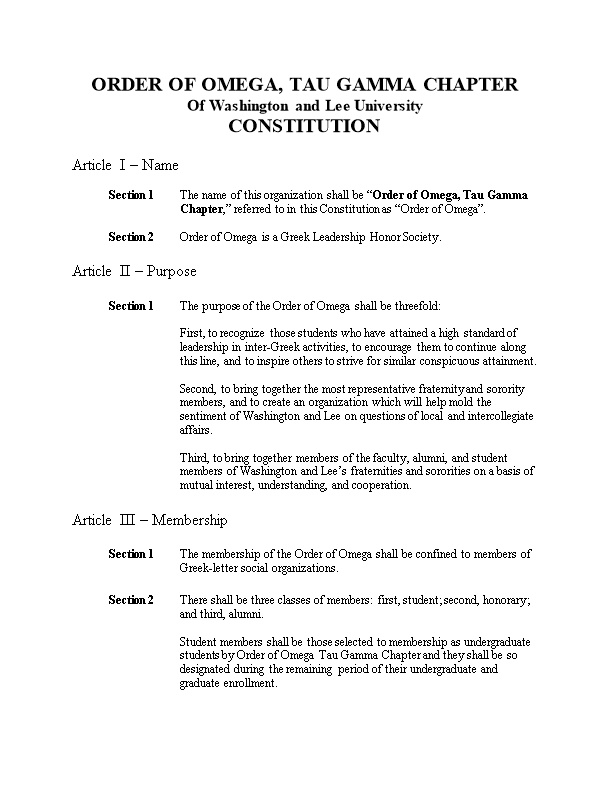 Order of Omega Constitution