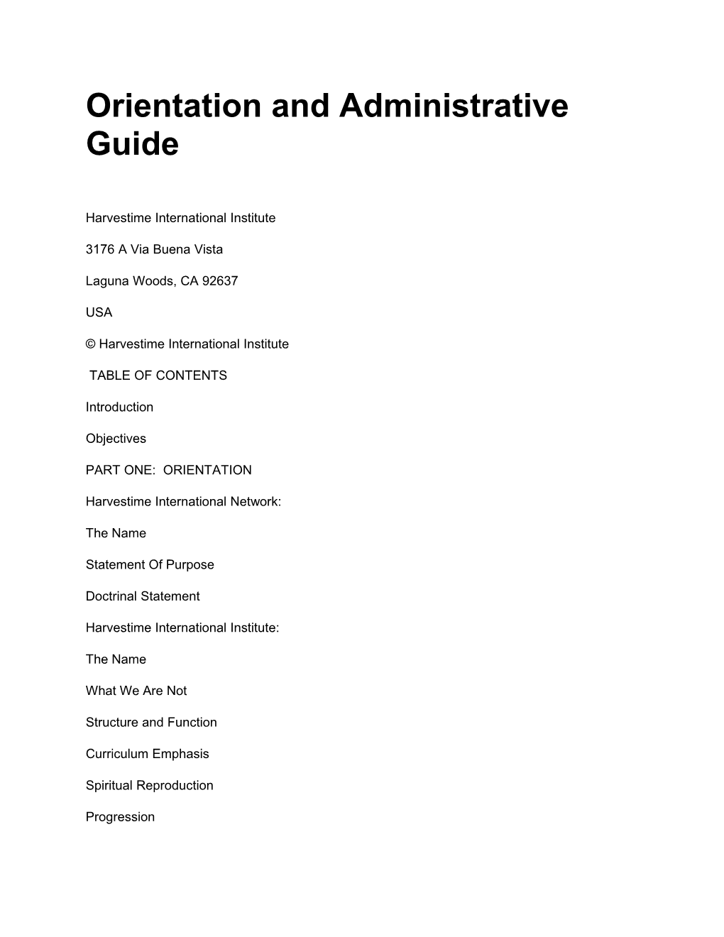 Orientation and Administrative Guide