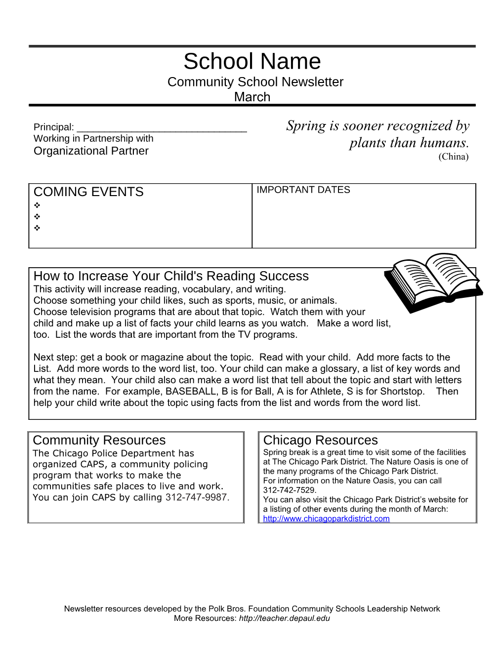 Our Community School Newsletter