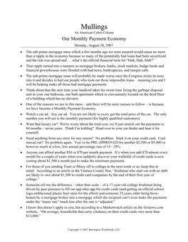 Our Monthly Payment Economy