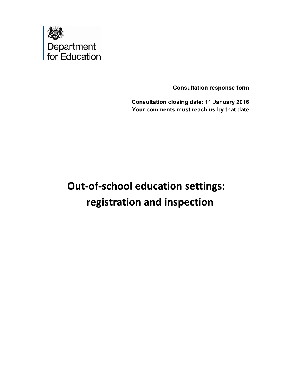 Out-Of-School Education Settings: Registration and Inspection