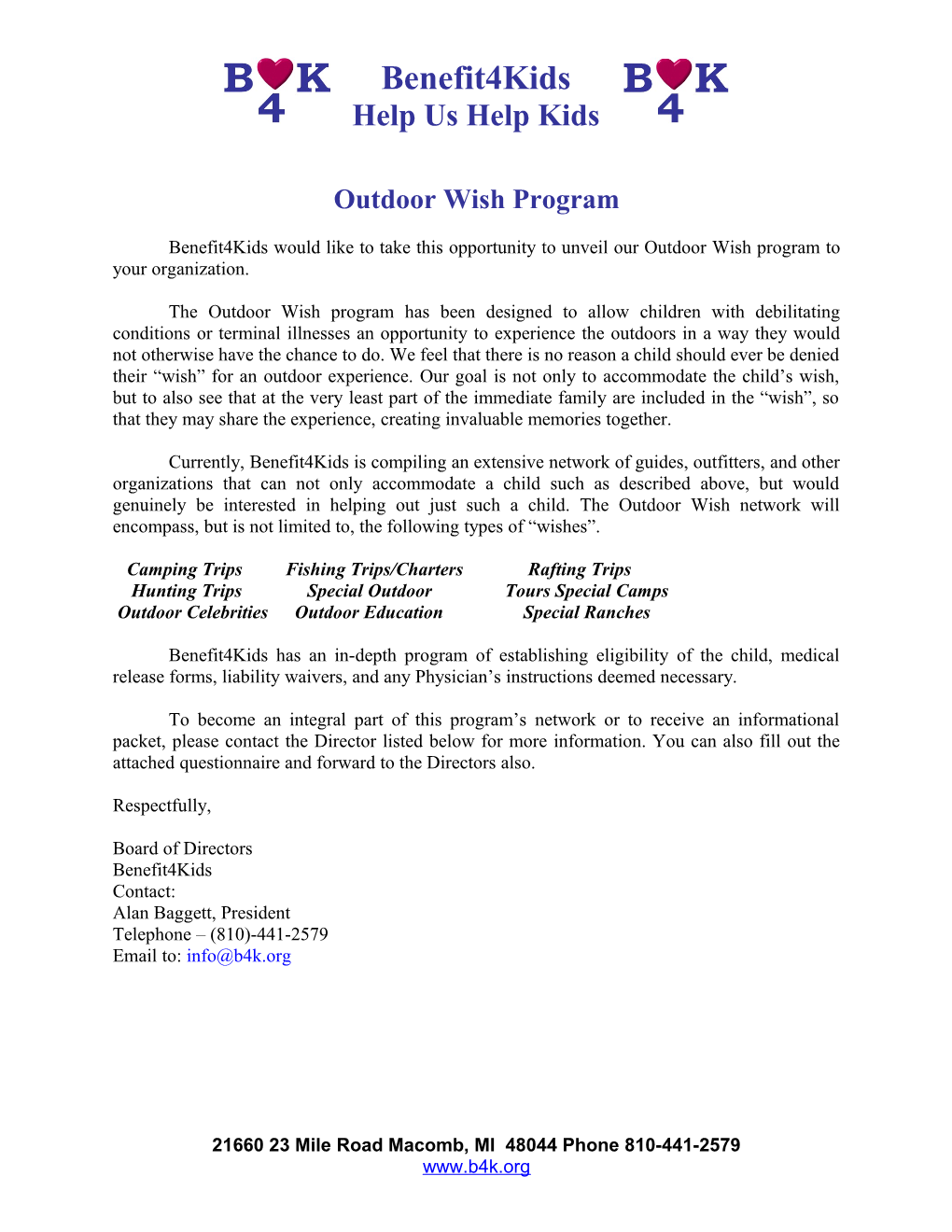 Outdoor Wish Program