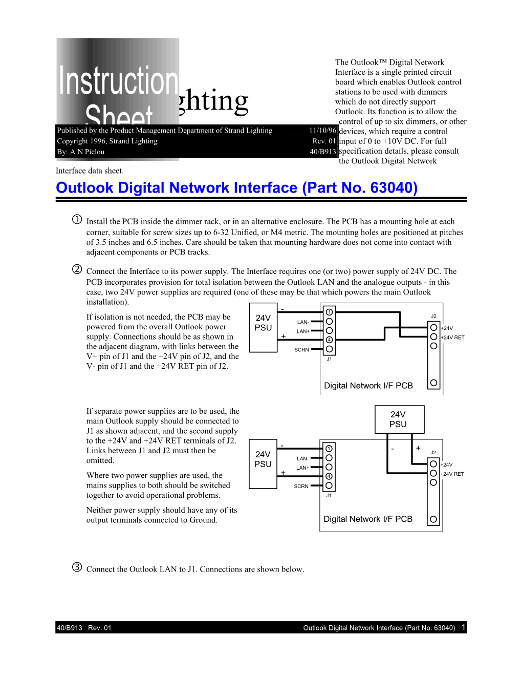 Outlook Digital Network Interface (Part No. 63040)