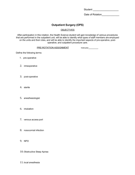 Outpatient Surgery (OPS)