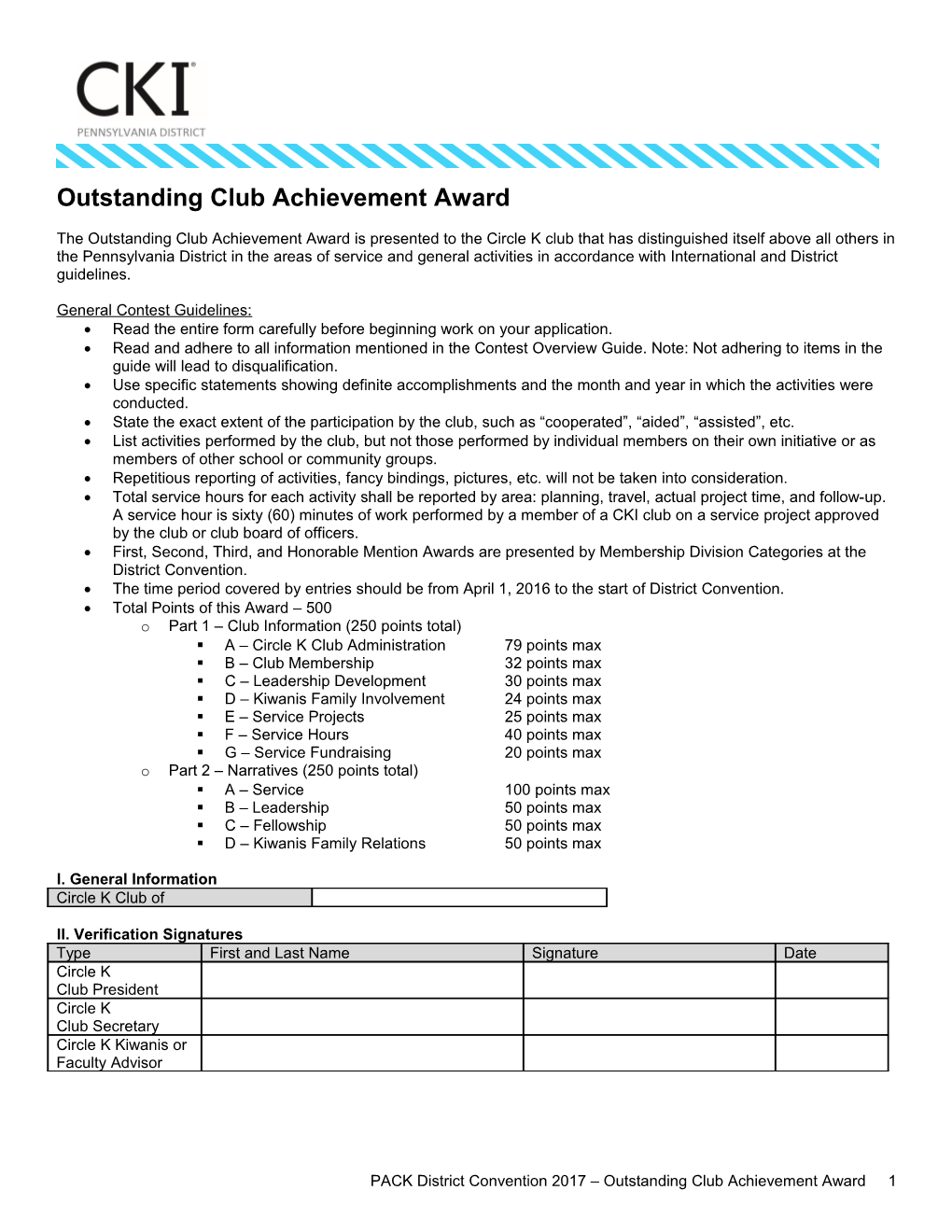 Outstanding Club Achievement Award