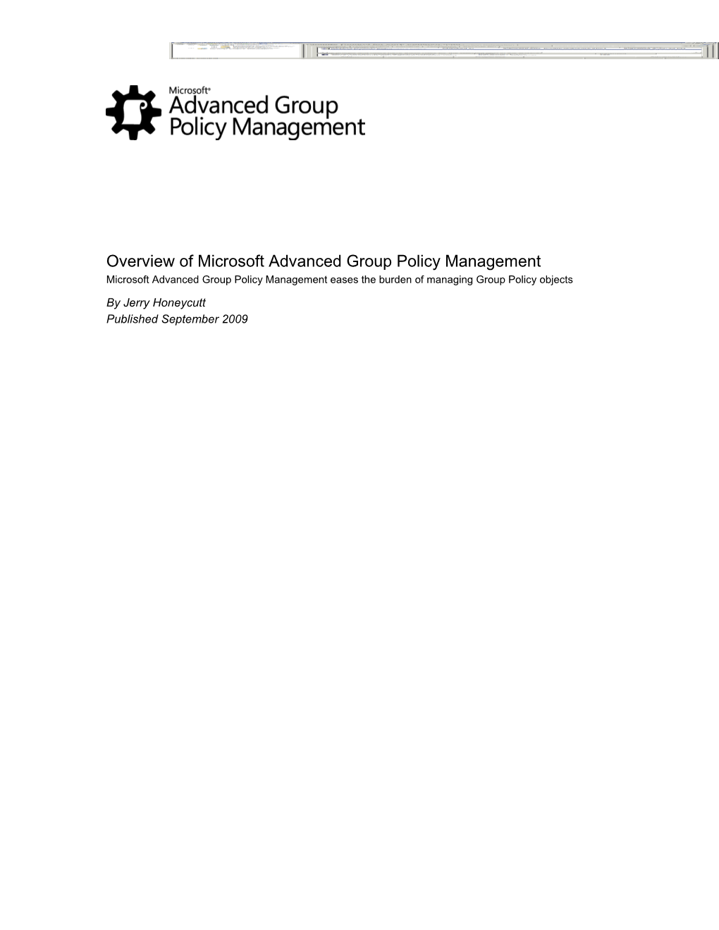 Overview of Advanced Group Policy Management