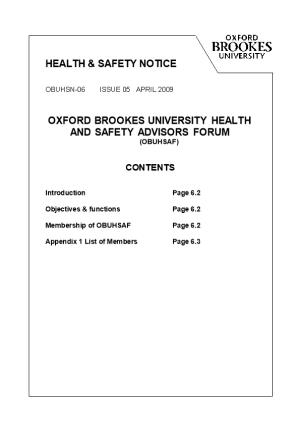 Oxford Brookes University Health and Safety Advisors Forum