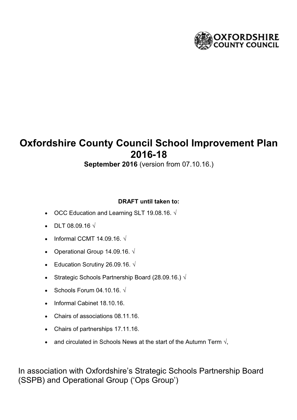 Oxfordshire County Council School Improvement Plan