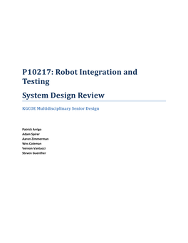 P10217: Robot Integration and Testing