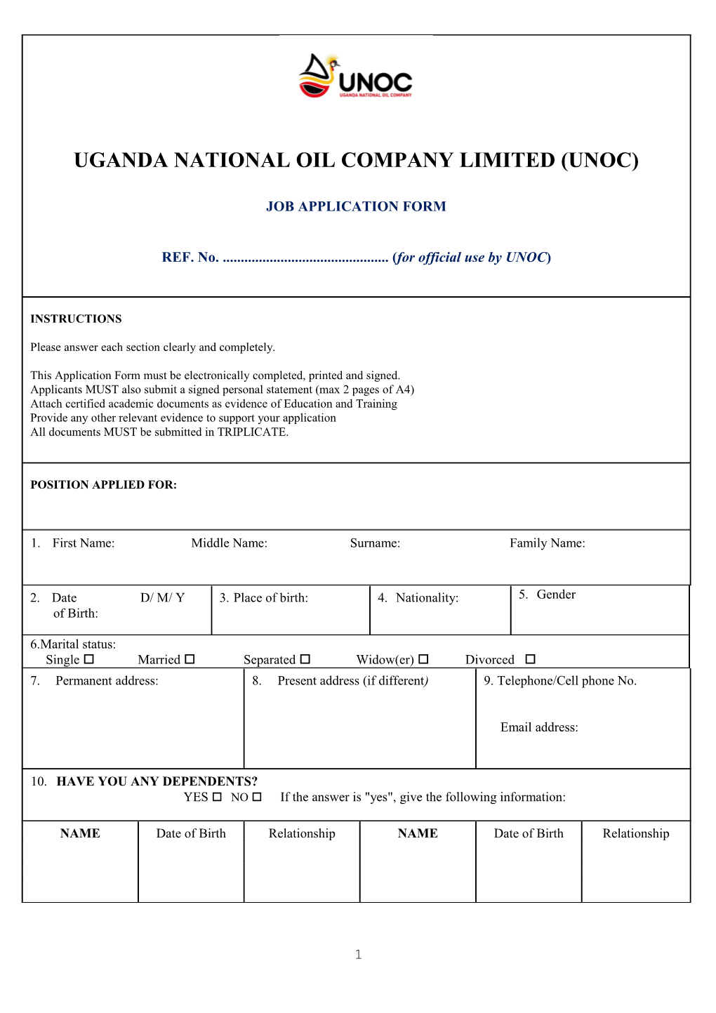 P11 Form : United Nations Personal History Form