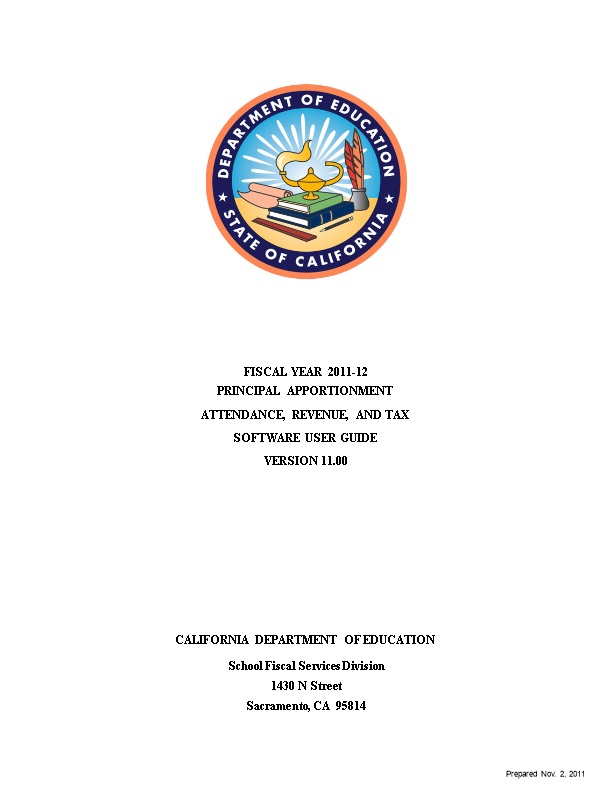 PA Software User Guide, FY 2011-12 - Principal Apportionment (CA Dept of Education)