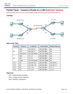 Packet Tracer - Connect a Router to a LAN