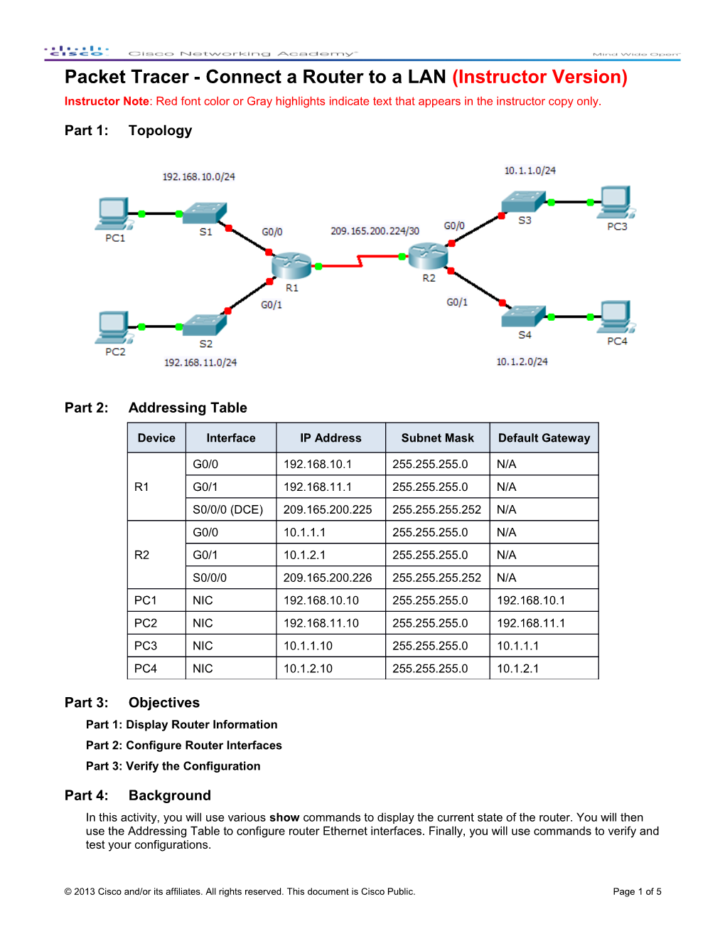 Packet Tracer - Connect a Router to a LAN
