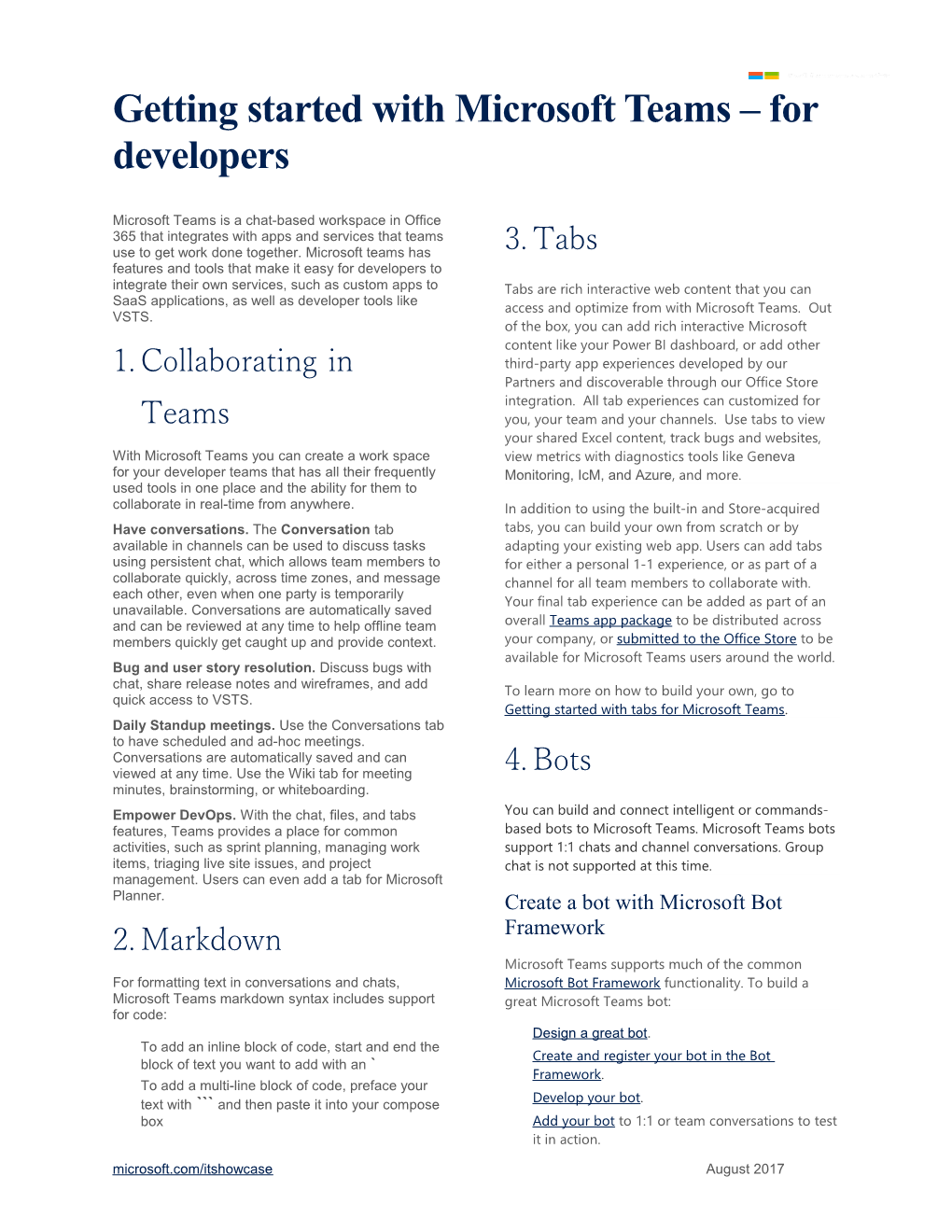 Page 1 Getting Started with Microsoft Teams for Developers