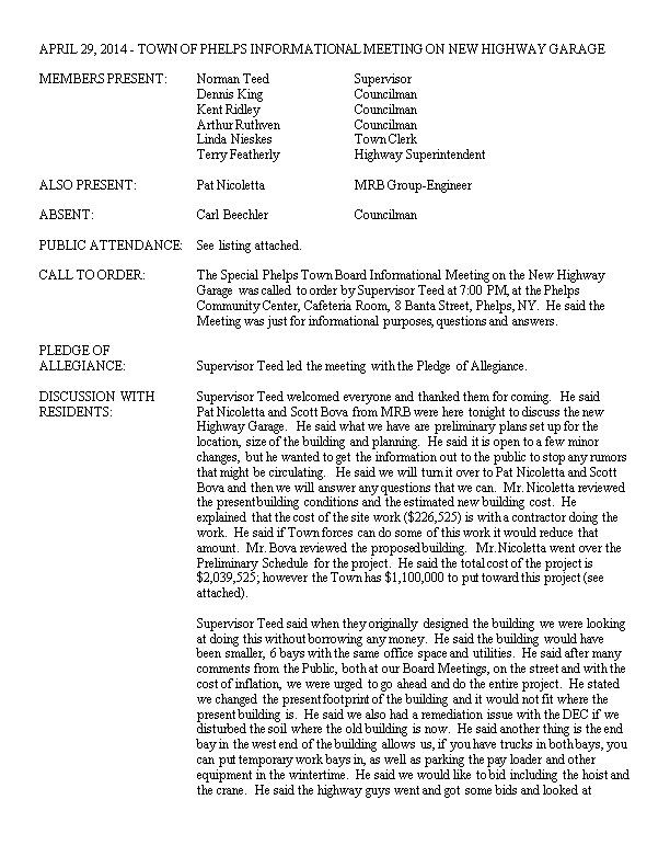 Page 2-Town of Phelps Regular Town Board Meeting Minutes-December 6, 2004