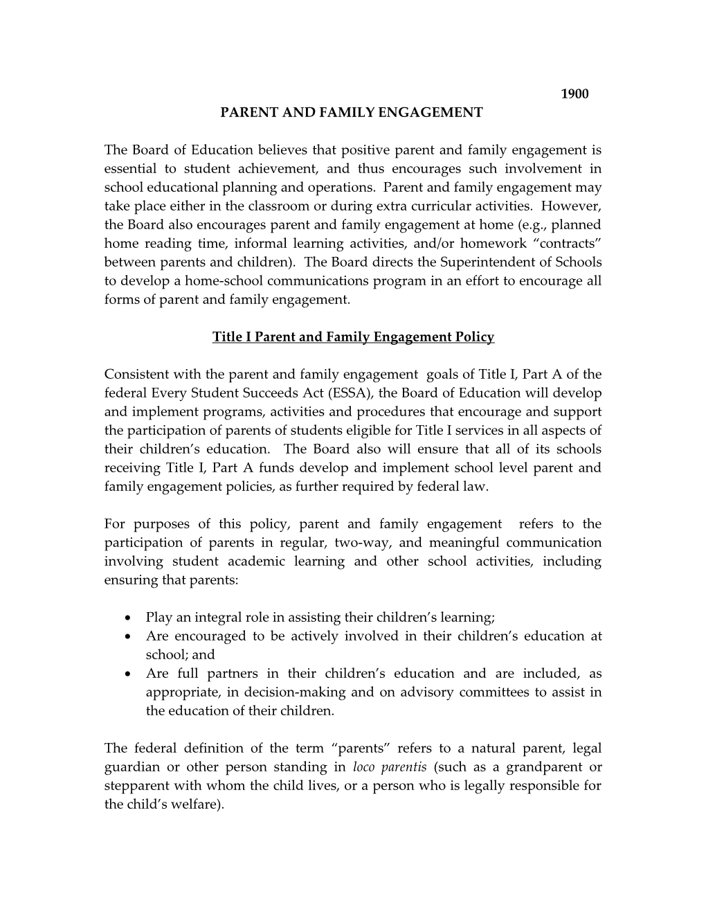 Parent and Family Engagement