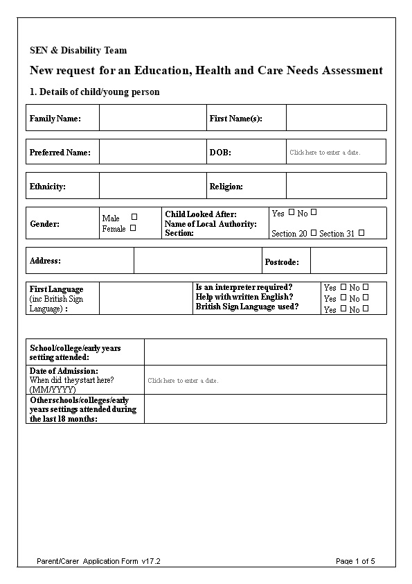 Parent/Carer Application Form V17.2