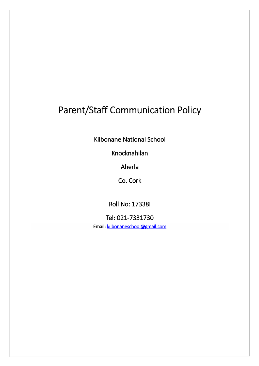 Parent/Staff Communication Policy