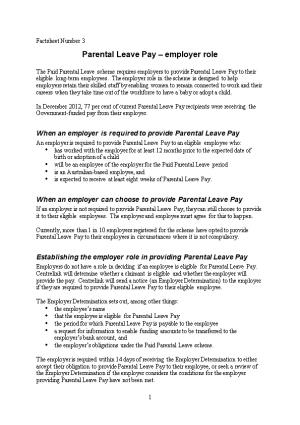 Parental Leave Pay Employer Role
