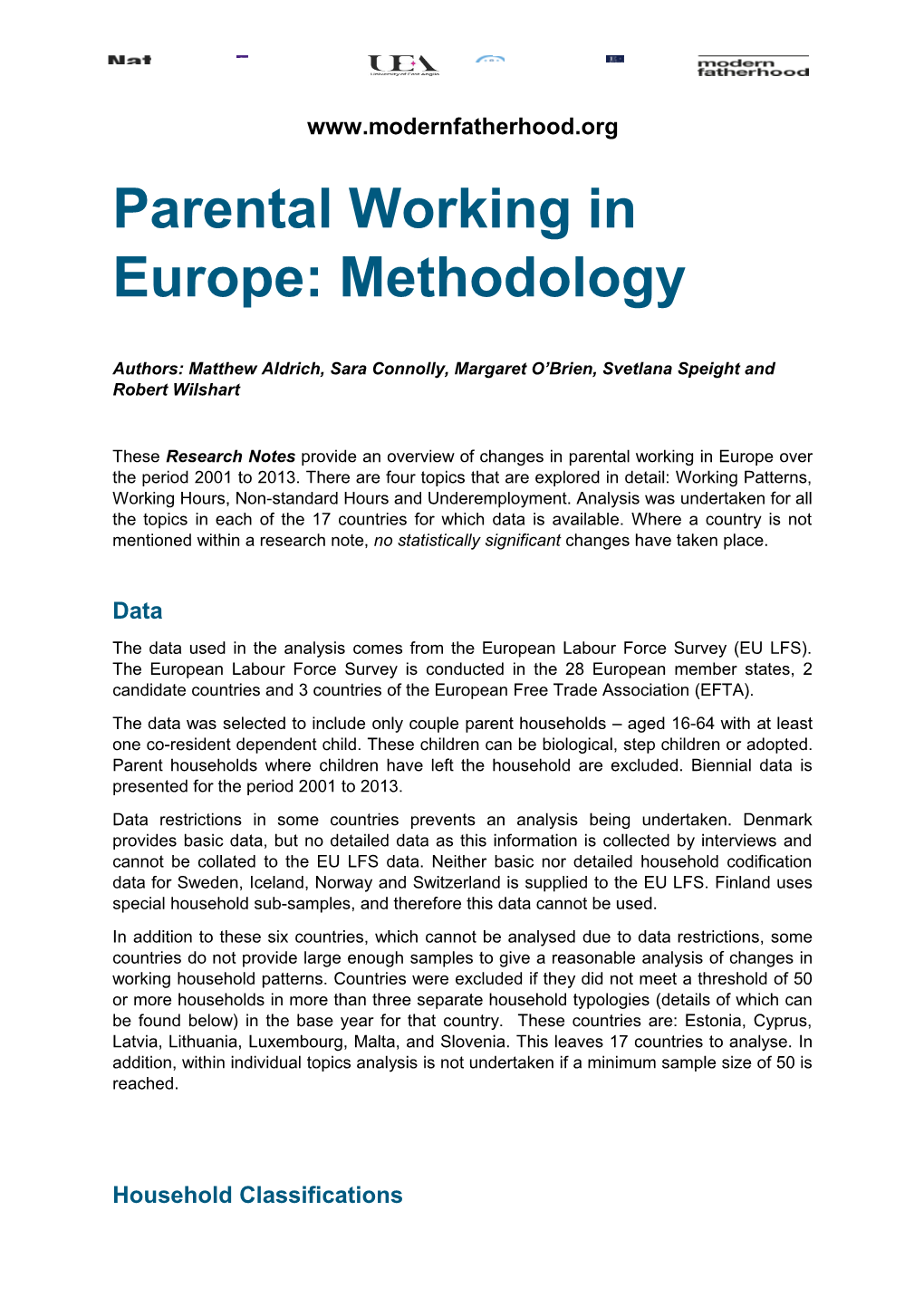 Parental Working in Europe: Methodology