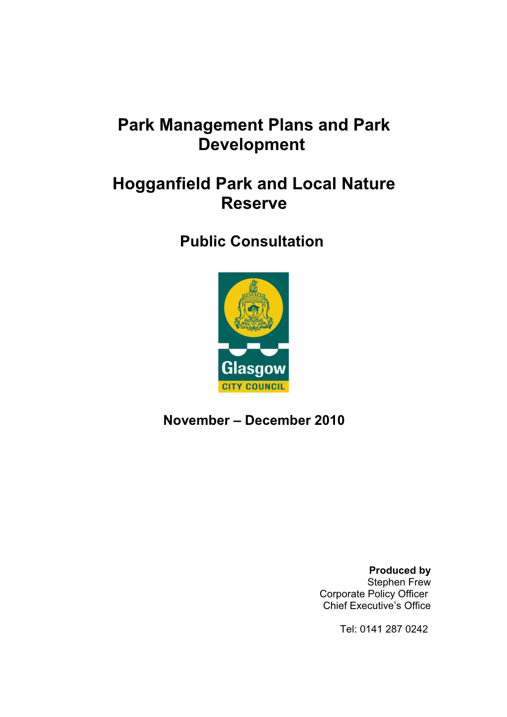 Park Management Plans and Park Development