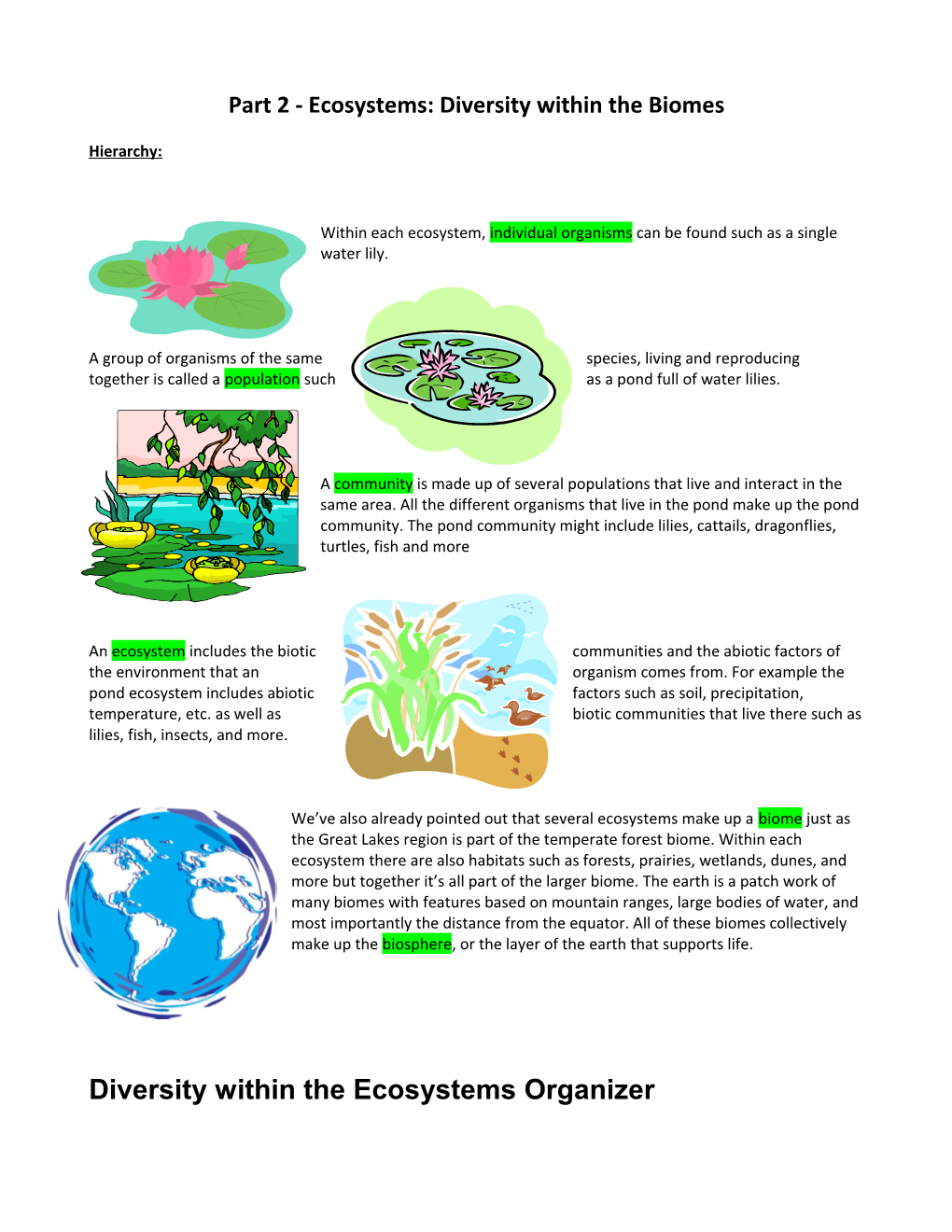 Part 2 - Ecosystems: Diversity Within the Biomes