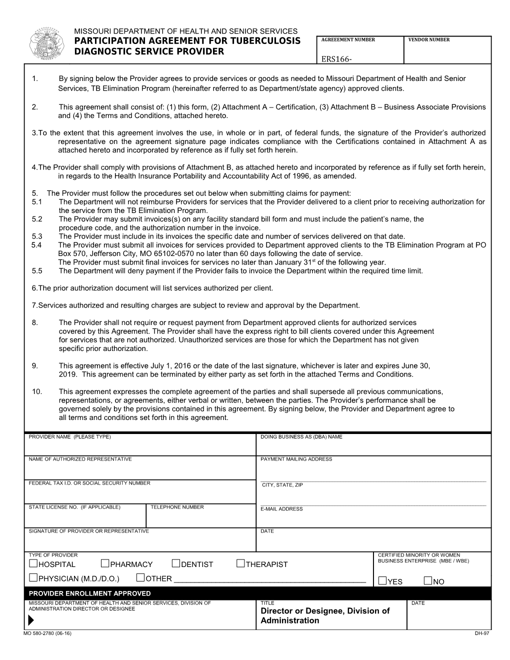 Participation Agreement for Tuberculosis