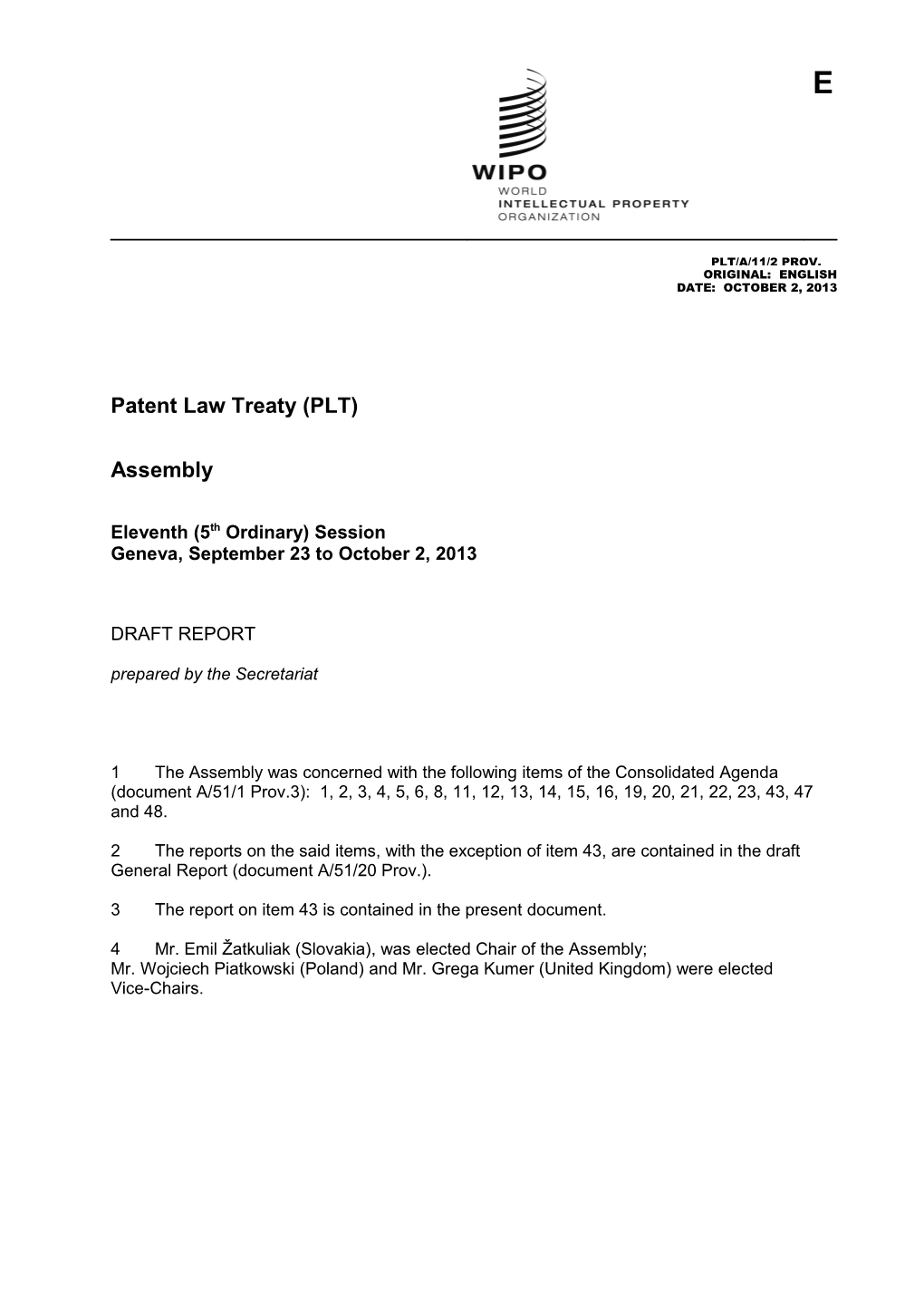 Patent Law Treaty (PLT)
