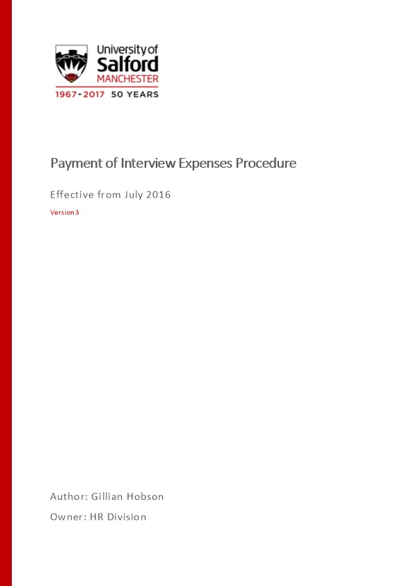 Payment of Interview Expenses Procedure