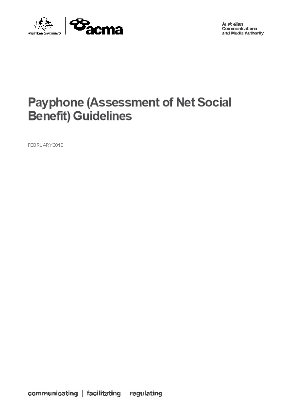 Payphone (Assessment of Net Social Benefit) Guidelines